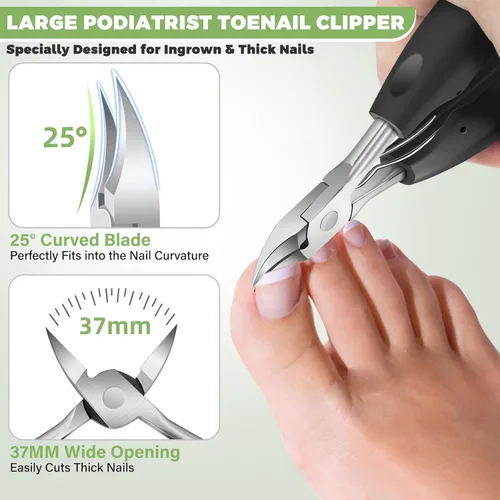 Miniatura 3 de Cortauñas para personas mayores con uñas gruesas, cortauñas de cabeza angular grandes para uñas gruesas para hombres, cortauñas resistentes