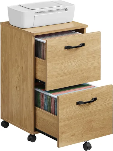 Miniatura 18 de VASAGLE Archivador móvil con ruedas, 2 cajones, estante abierto, para A4, tamaño carta, carpetas colgantes, gris carbón y negro tinta UOFC071B04