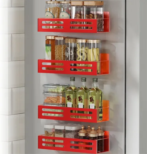 Miniatura 10 de Estante magnético para especias con frascos, estante magnético para especias para refrigerador, 24 tarros de especias con etiqueta, estantes Negro