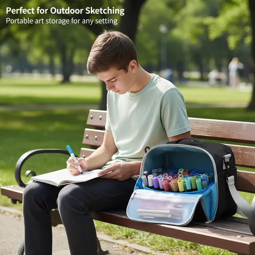 Miniatura 4 de Togood - Mochila ultra grande para guardar rotuladores, bolsa de hombro para bolígrafos. Capacidad para hasta 300 bolígrafos