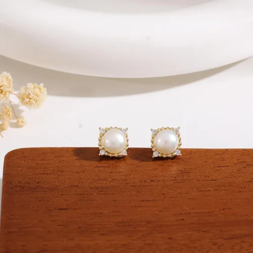 Miniatura 14 de Aretes de perlas para mujer, perlas redondas blancas, aretes de oro envueltos de alambre, joyería hecha a mano para mamá, amante y ella