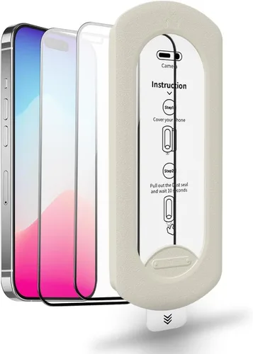 Miniatura 12 de Protector de pantalla de vidrio templado para iPhone 17 Pro con kit de alineación automática, polvo automático, grado militar 9H+ inastillable