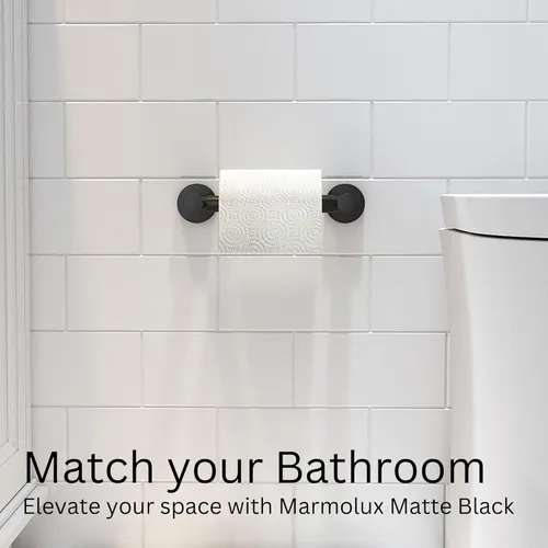 Miniatura 5 de MARMOLUX ACC Soporte para papel higiénico negro mate, soporte para papel higiénico negro montado en la pared, diseño pivotante en acero inoxidable