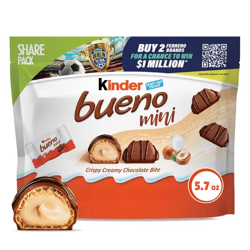 Miniatura 15 de Kinder Bueno Crema de chocolate con leche y avellanas, paquete de 30 unidades, 2 barras de chocolate envueltas individualmente por paquete, 1.5