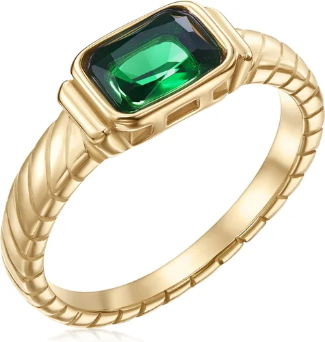 Anillos de oro con esmeralda, anillos de oro para mujer, delicados anillos verdes cortados con piedras preciosas de esmeralda, circonita cúbica,
