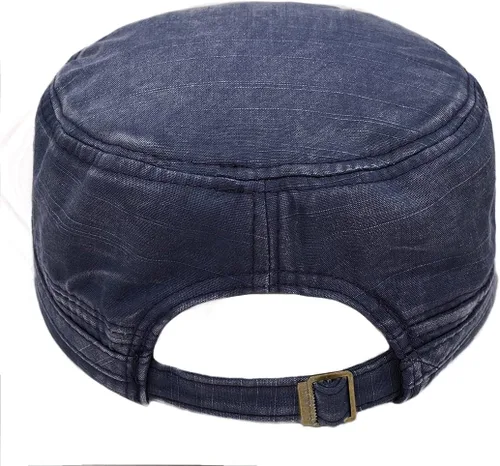 Miniatura 5 de Gorra militar unisex, estilo cadete, ajustable, de algodón lavado, con parte superior plana, gorra de béisbol