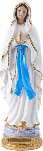 QIANLING Estatua de la Virgen de Lourdes, figura católica de la Santísima Madre Bendita de 15.3 pulgadas, estatua religiosa de resina para