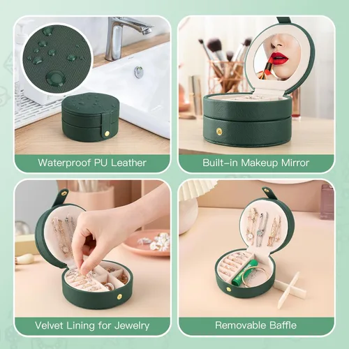 Miniatura 3 de RASIEYA Organizador de joyas de viaje, elegante y pequeño joyero de viaje para mujeres y niñas, accesorios esenciales de viaje, regalo ideal