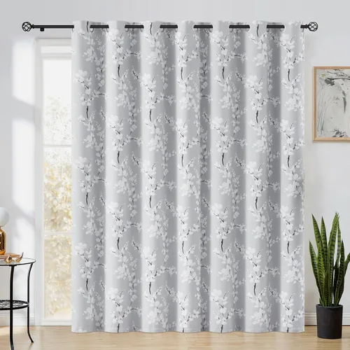 Miniatura 14 de FMFUNCTEX - Cortinas 100% blackout, 63 pulgadas de largo, estampado floral, aislamiento térmico, bolsillo para cortinero, 2 paneles, estilo granja