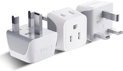 Adaptador de enchufe de viaje Ceptics para Reino Unido, adaptador tipo G 2 en 1, adaptador de EE. UU. a Reino Unido, adaptador de viaje para Blanco