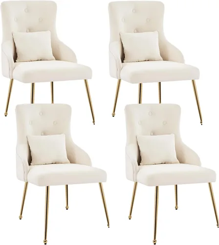 Miniatura 10 de Silla de tocador de terciopelo, silla de comedor tapizada para dormitorio, comedor, sala de maquillaje, silla moderna para sala de estar con patas