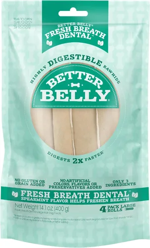 Miniatura 5 de Better Belly Masticables dentales de cuero crudo altamente digeribles, trata a tu perro con un masticable sin colores ni sabores artificiales, 4