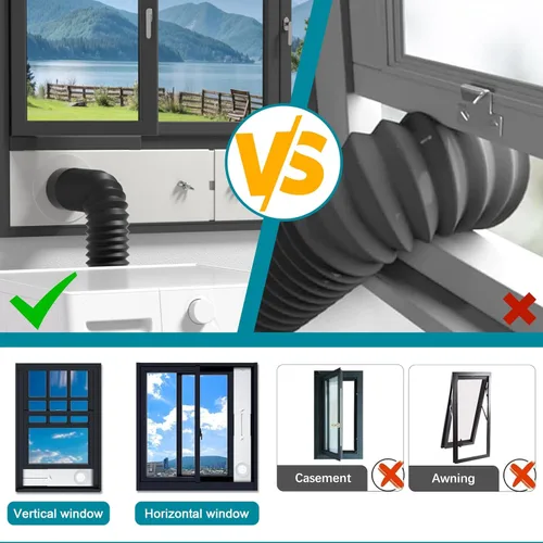 Miniatura 4 de Kit de ventana de ventilación para secadora, kit de ventilación de ventana ajustable y conector de codo de 90° para manguera de escape de secadora