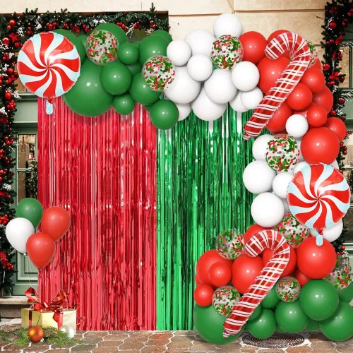 Miniatura 4 de Kit de arco de guirnalda de globos de Navidad de 153 piezas de AIBIIN, globos de fiesta de Navidad, decoraciones de globos blancos, rojos y verdes