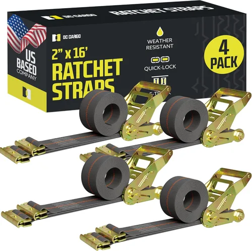 DC Cargo Mall Correas de trinquete E Track, correas de amarre de carga resistentes de 2 pulgadas x 16 pies, (4 unidades, gris) E Track accesorios de