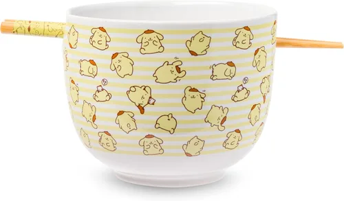 Miniatura 10 de Silver Buffalo Hello Kitty y sus amigos Chococat - Tazón de cerámica para ramen y arroz con palillos, patrón a cuadros, apto para microondas, 20