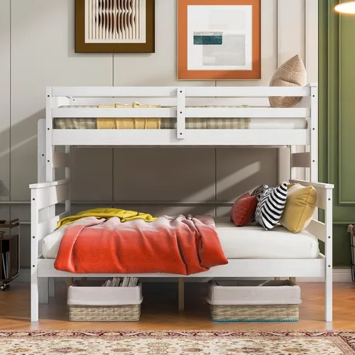 Miniatura 3 de Litera individual XL sobre Queen, se puede dividir en cama tipo loft junior y plataforma Queen con cabecera y estribo para niños, niñas y adultos