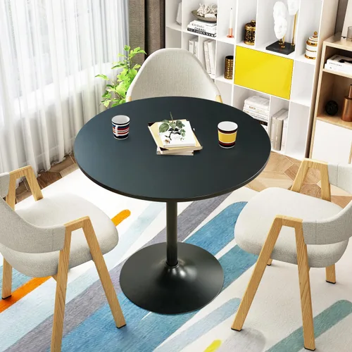 Miniatura 2 de FurnitureR Mesa de comedor redonda de mediados de siglo de 31.5 pulgadas para 2-4 personas con base de pedestal para el hogar, oficina, sala de Negro