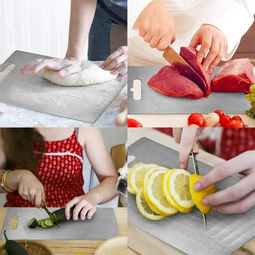 Miniatura 7 de Tabla de Corte de Titanio - Nueva Mejora 2025 Tablas de Corte 100% Puras de Titanio para Cocina, Doble Cara, No Tóxica, Titanware, Tabla de Corte