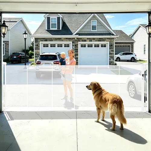 Miniatura 12 de Puertas retráctiles para bebés de 200" extra anchas para gran apertura, puerta retráctil extra alta de 41" para perros, puertas para mascotas, Negro