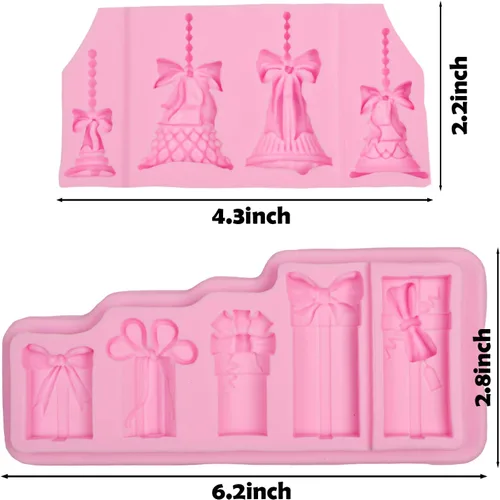 Miniatura 2 de Molde de silicona Bells Fondant, caja de regalo de Navidad, molde de chocolate para decoración de pasteles, decoración de cupcakes, dulces