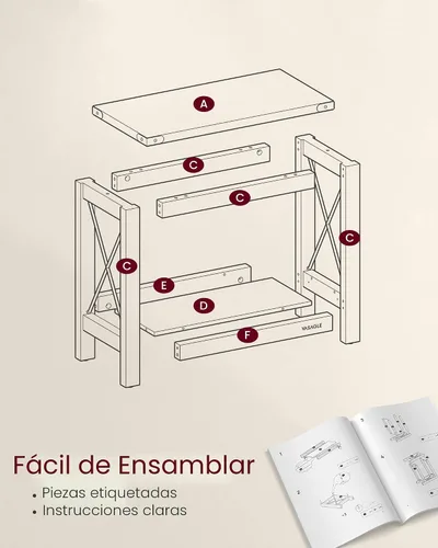 Miniatura 6 de VASAGLE Mesa auxiliar de 2 niveles, mesa auxiliar con estante inferior, mesita de noche para espacios pequeños, para sala de estar, dormitorio