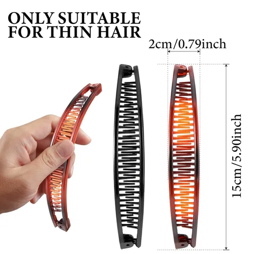Miniatura 2 de WILLBOND 6 Piezas Pinzas de Plátano para Cabello Peines Sujetadores Pinzas Clásicas de Cabello con Forma de Banana Pinzas con Forma de Pez para Cola