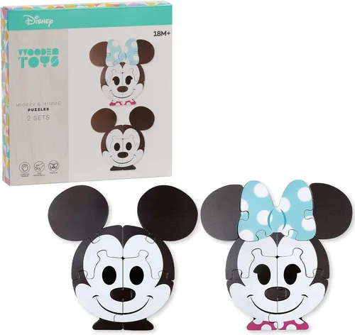 Disney Wooden Toys Rompecabezas de Mickey Mouse y Minnie Mouse, 13 piezas, juguetes oficiales para niños a partir de 18 meses Just Play