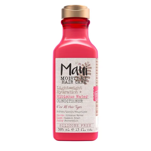 Maui Moisture - Acondicionador de hidratación ligera + agua de hibisco, acondicionador nutritivo con aloe vera que suaviza y calma el cabello,