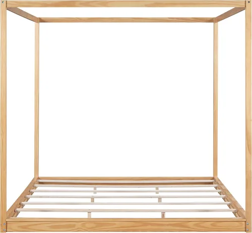 Miniatura 8 de Harper & Bright Designs Cama King con dosel de madera con 4 paneles de póster, marco de cama de suelo, cama de plataforma tamaño King para niños