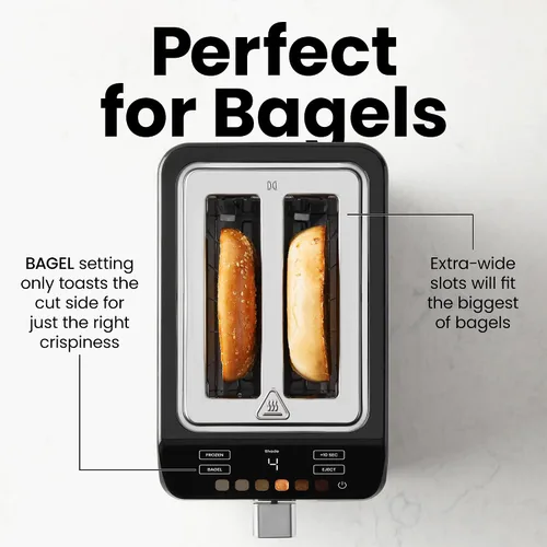 Miniatura 3 de Chefman Smart Touch - Tostadora digital de 2 rebanadas, 6 configuraciones de tostado, controles de pantalla táctil, ranuras extra anchas para panes