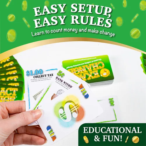 Miniatura 2 de Juego de cartas de cambio exacto - Juego educativo de conteo de dinero para niños