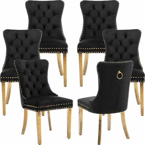 Miniatura 41 de Juego de 2 Sillas de Comedor Modernas de Mediados de Siglo, Tapizadas en Terciopelo Beige con Respaldo Acolchado, Sillas de Cocina y Comedor, Patas
