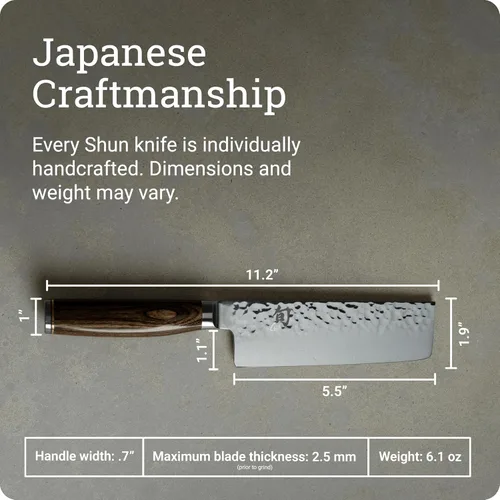 Miniatura 3 de Shun Cutlery Premier - Cuchillo de cocina japonés hecho a mano de 5.5 pulgadas, ideal para cortar verduras y chef multiusos, Nakiri profesional, 5.5