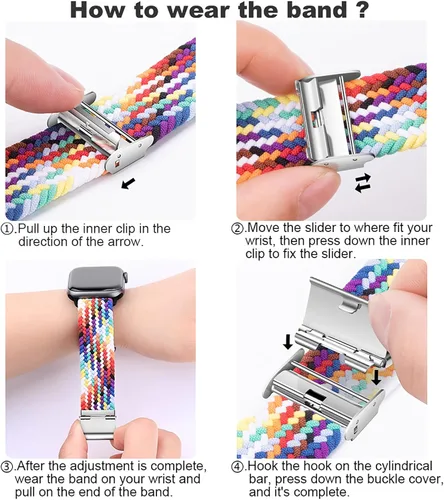 Miniatura 6 de Qimela Correa Compatible con Apple Watch de 1.49/1.57/1.61/1.65/1.73/1.77/1.77/1.93 pulgadas para Mujeres y Hombres, Correa Deportiva Solo Loop