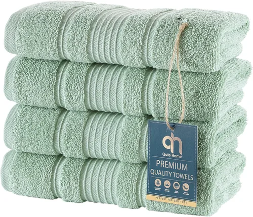 Miniatura 17 de Juego de 4 toallas de baño, 100% algodón turco prémium, toallas turcas de alta calidad para baño, de secado rápido, suaves y absorbentes, incluye 4