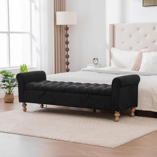 Miniatura 18 de Otomana redonda con patas de metal negro, reposapiés de 22.05 pulgadas de ancho, reposapiés tapizado para sala de estar, dormitorio, entrada
