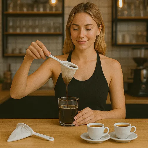 Miniatura 3 de Paquete de 2 filtros de tela de franela Colador De Cafe, reutilizables, sostenibles y fáciles de usar para una experiencia de café rico y suave