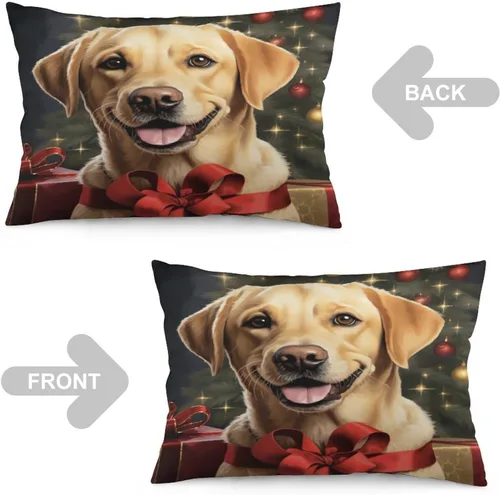 Miniatura 4 de Yellow Lab - Fundas de cojín de Navidad de 12 x 20 pulgadas, diseño de retrato de perro amarillo serio, labrador retriever, fundas de almohada