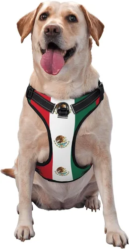 Miniatura 3 de Arnés para perro con bandera de México, chaleco acolchado suave para perros, chaleco ajustable para perros pequeños, medianos y grandes