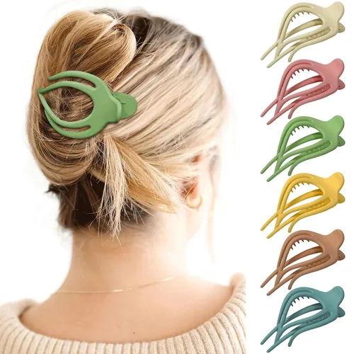 Miniatura 17 de Pinzas de pelo planas French Concord - 6 piezas, pinzas de pelo curvas sin deslizamiento, pinzas de agarre para volumen, pinzas de pelo para mujeres