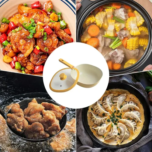 Miniatura 5 de Frying Pan - 1.9L Alloy Lightweight Nonstick Cookware with Lid Nonstick Skillet for Grilling, Saute, Baking, Apartment Cooking, Kitchen Meal Prep