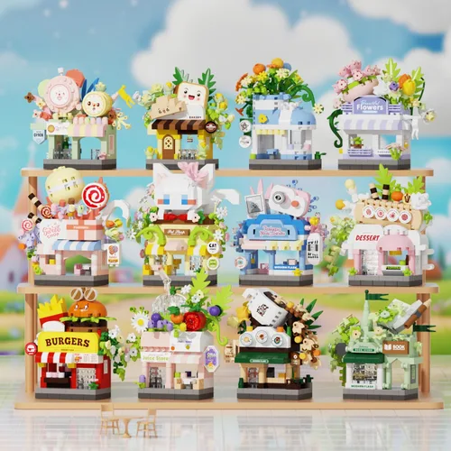 Miniatura 3 de 12 Set Tienda de la Calle de la Ciudad Mini Vista de Casa Bloques Micro Juguetes de Construcción de Tienda de Juguetes para Decoración del Hogar