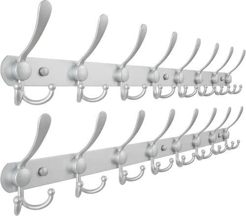 Miniatura 44 de Dseap - Perchero para pared, 5 ganchos triples, resistente, acero inoxidable, riel de gancho de metal para abrigos, sombreros, toallas, bolsos