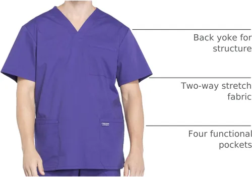 Miniatura 9 de Cherokee WW Professionals WW695 - Camisa de uniforme sanitario para hombre, con cuello en V