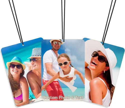 Miniatura 8 de Ambientador de aire personalizado con foto para automóvil, ambientador de doble cara personalizado para automóvil, ambientador de olor con texto