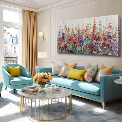 Miniatura 3 de XIANSHOU Arte de pared rosa y dorado con textura de flores para dormitorio, sala de estar, oficina, habitación de niñas, decoración de pared, 29 x