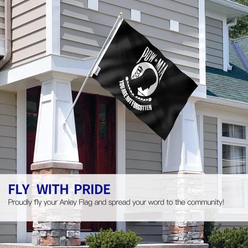 Miniatura 2 de Anley Paquete de 2 banderas POW MIA de 3 x 5 pies Fly Breeze - Color vívido y resistente a la decoloración - Cabecero de lona y doble costura - No