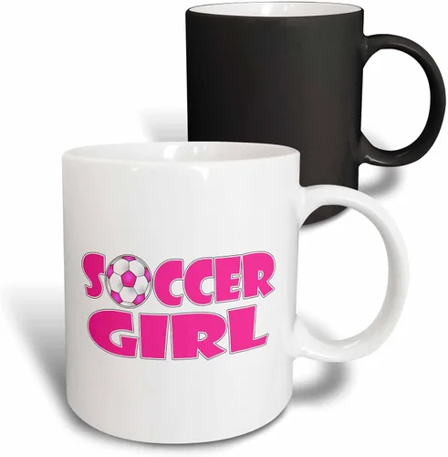 Miniatura 7 de 3dRose Soccer Girl Pink and White 11oz Two-Tone Blue Mug