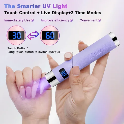 Miniatura 3 de Linssy Mini Luz UV para Uñas con Sensor Automático y Soporte de Cuello de Cisne, Lámpara de Uñas Inalámbrica Portátil con Pantalla LCD, Luz UV